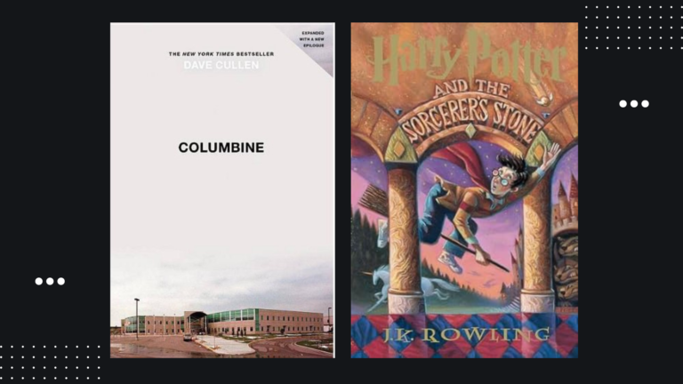 non-fiction book Columbine by Dave Cullen, Harry Potter Series illustrated by Mary Grandpré